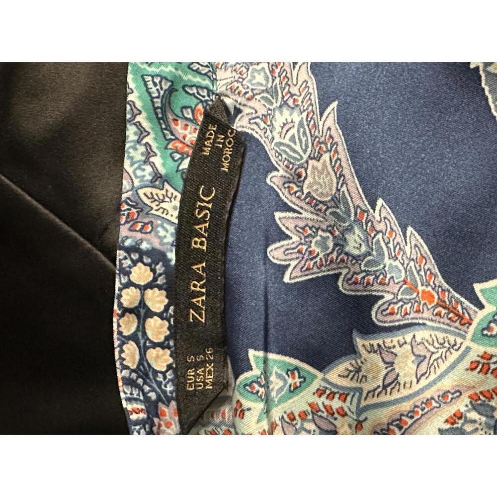 Zara multicolored satin V-neck kimono sleeve tunic Size Small - Picture 6 of 6
